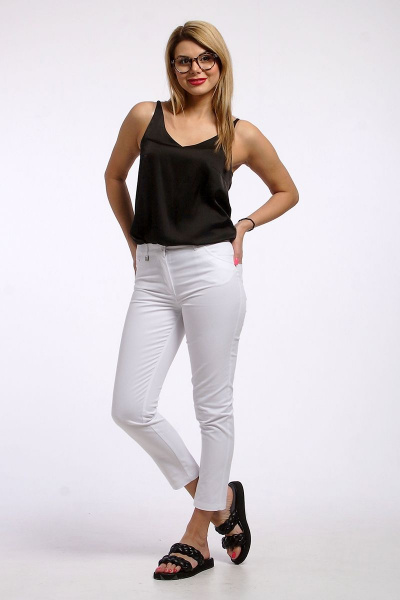Облегающие укороченные брюки из хлопка с карманами IUKONA Б556 белый - фото 1
