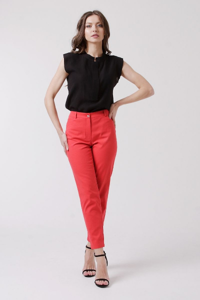 Облегающие укороченные брюки из хлопка с карманами IUKONA Б556 красный - фото 6
