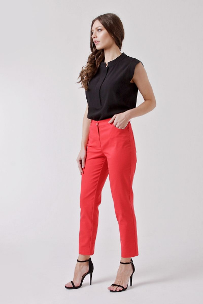 Облегающие укороченные брюки из хлопка с карманами IUKONA Б556 красный - фото 3