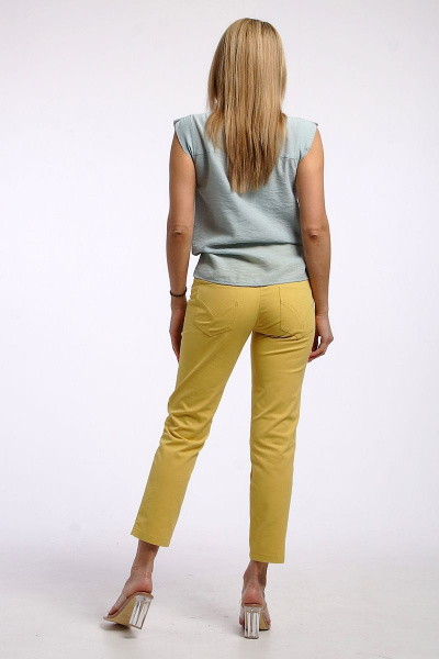 Облегающие летние брюки из хлопка с карманами IUKONA Б556 темно-желтый - фото 4