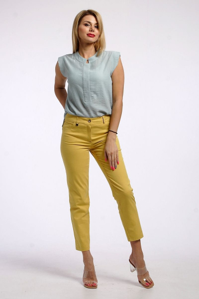 Облегающие летние брюки из хлопка с карманами IUKONA Б556 темно-желтый - фото 2