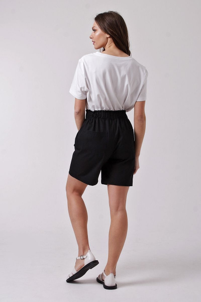Черные удлинённые шорты из хлопка с карманами и резинкой IUKONA Ш623 черный - фото 7