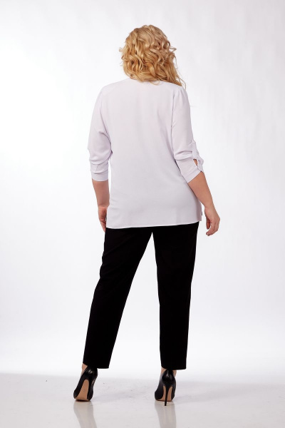 Белая блузка прямого кроя с воротником и накладками SOVITA 916 белый - фото 5