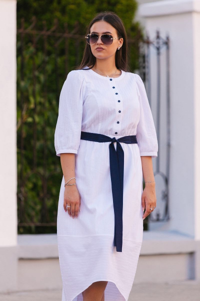 Летнее платье из хлопка с поясом и карманами MadameRita 5171 - фото 7