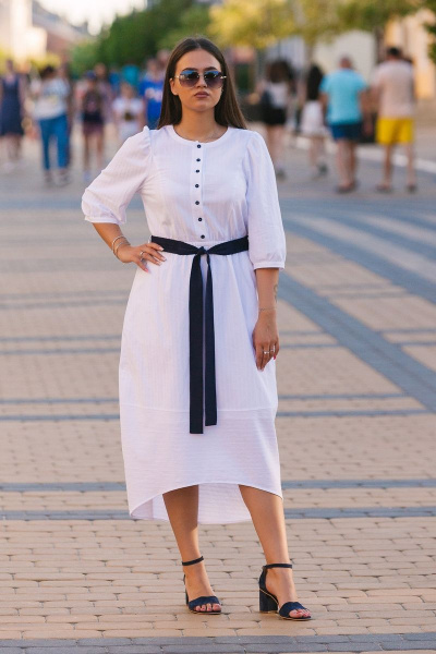 Летнее платье из хлопка с поясом и карманами MadameRita 5171 - фото 4