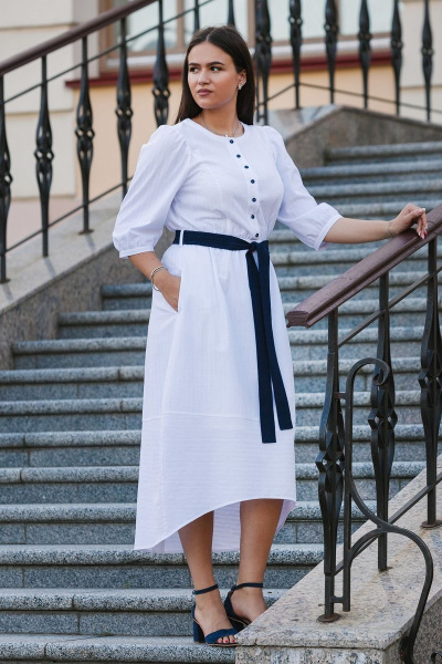 Летнее платье из хлопка с поясом и карманами MadameRita 5171 - фото 1