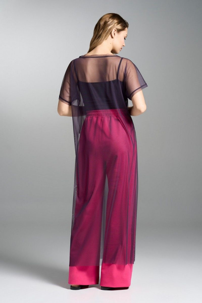 Туника из сетки с разрезами и расширенными брюками VI ORO VR-1031 фуксия - фото 4