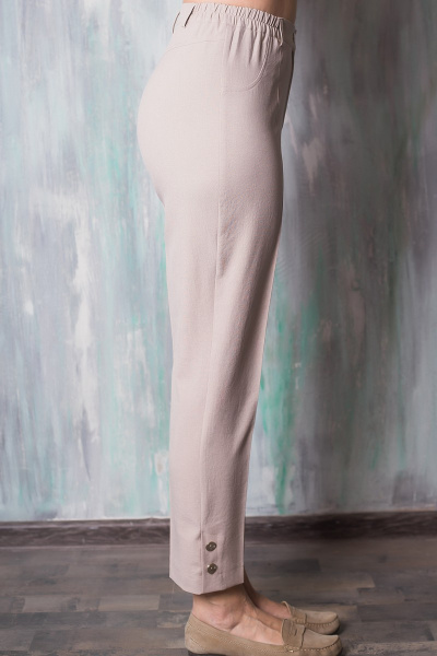 Брюки прямого кроя из текстиля с пуговицами внизу Avila 0925 бежевый - фото 2