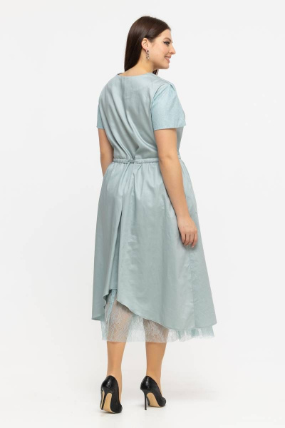 Платье летнее из хлопка с V-образным вырезом и принтом Avila 0926 мятный - фото 2