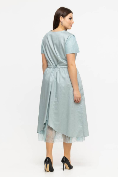 Платье летнее из хлопка с V-образным вырезом и принтом Avila 0926 мятный - фото 5