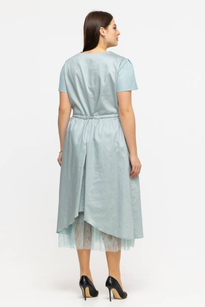 Платье летнее из хлопка с V-образным вырезом и принтом Avila 0926 мятный - фото 6