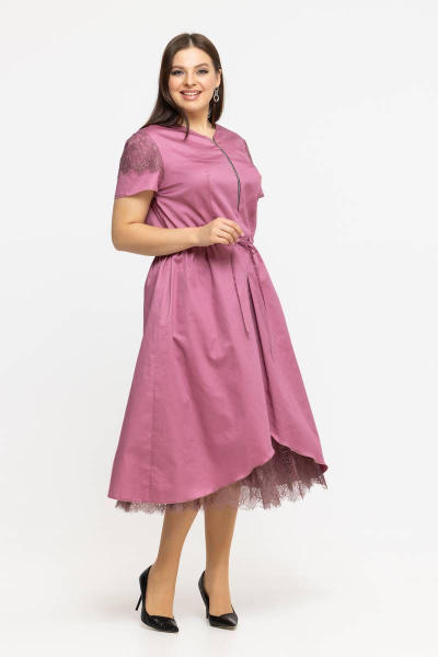 Платье летнее из хлопка с кулиской и принтом Avila 0926 сливовый - фото 3