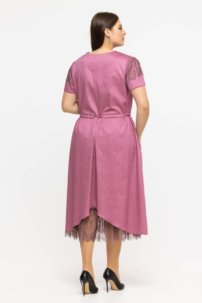 Платье летнее из хлопка с кулиской и принтом Avila 0926 сливовый - фото 4