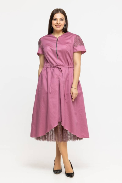 Платье летнее из хлопка с кулиской и принтом Avila 0926 сливовый - фото 7