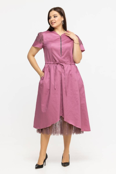 Платье летнее из хлопка с кулиской и принтом Avila 0926 сливовый - фото 8
