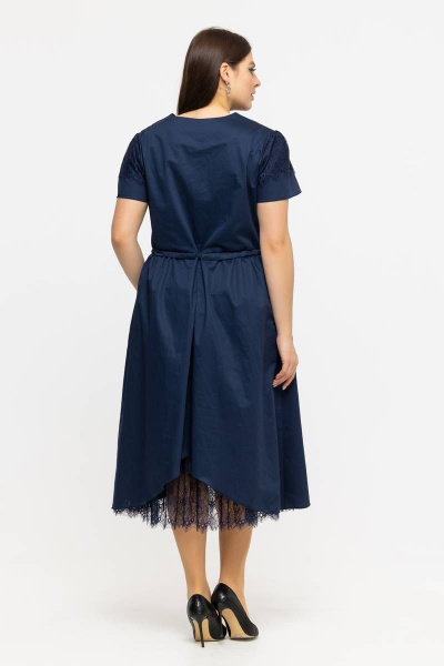 Платье летнее из хлопка с кулиской и принтом Avila 0926 темно-синий - фото 2