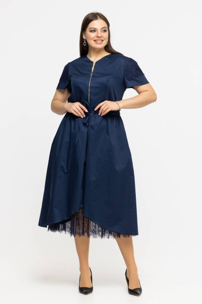 Платье летнее из хлопка с кулиской и принтом Avila 0926 темно-синий - фото 9