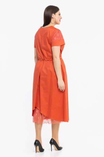 Платье летнее из хлопка с кулиской и принтом Avila 0926 терракотовый - фото 4