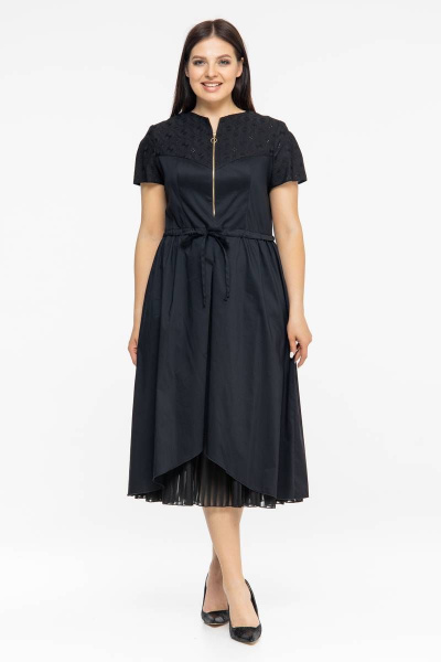 Платье летнее из хлопка с кулиской и принтом Avila 0926 черный - фото 1