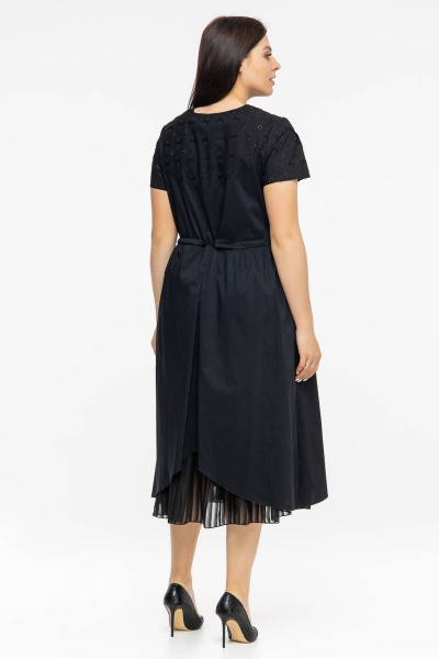 Платье летнее из хлопка с кулиской и принтом Avila 0926 черный - фото 2