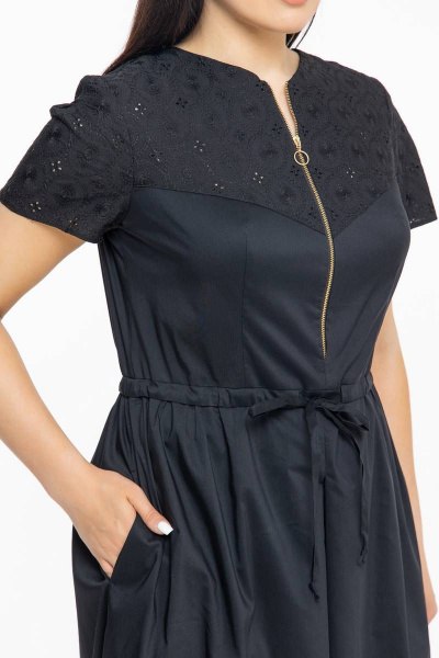 Платье летнее из хлопка с кулиской и принтом Avila 0926 черный - фото 3