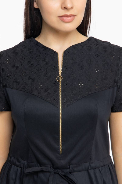 Платье летнее из хлопка с кулиской и принтом Avila 0926 черный - фото 4