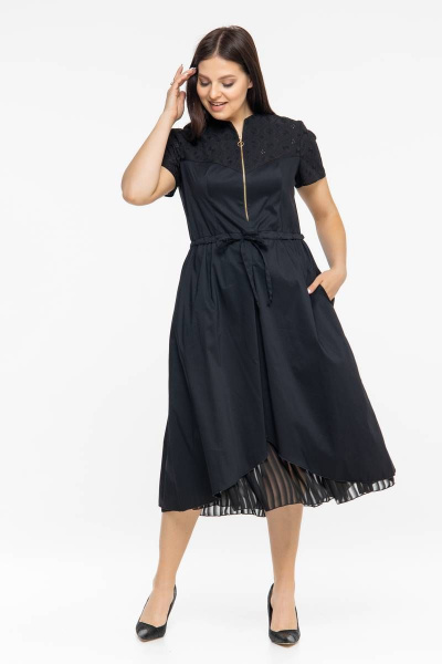 Платье летнее из хлопка с кулиской и принтом Avila 0926 черный - фото 5