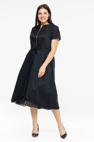 Платье летнее из хлопка с кулиской и принтом Avila 0926 черный - фото 6