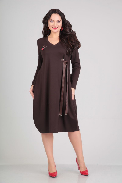 Платье Andrea Style 0028 шоколад - фото 2