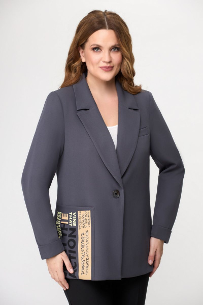Деловой жакет из текстиля с длиной 71 см DaLi 3594.1 серый - фото 1