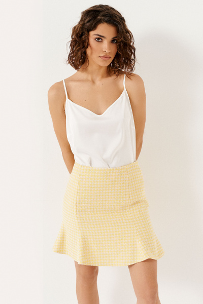 желтая летняя юбка из хлопка с высокой посадкой Панда 133750w желтый - фото 1