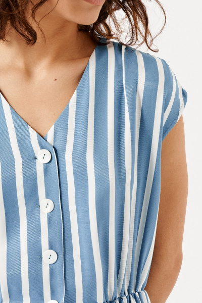 Легкое сарафанное платье из вискозы с пуговицами и карманами Панда 138180w голубой - фото 5