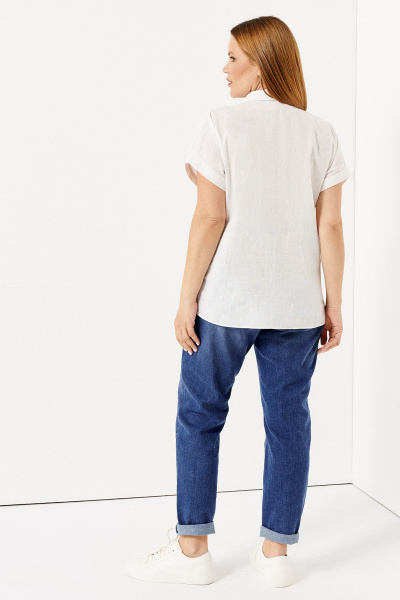 Белая блузка из хлопка с вышивкой и коротким рукавом Панда 91847w белый - фото 3