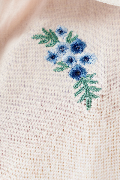 Белая блузка из хлопка с вышивкой и коротким рукавом Панда 91847w белый - фото 4