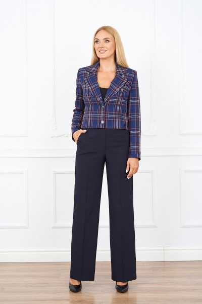 Комплект из джемпера, жакета и брюк из текстиля для делового образа Azzara 873/1 - фото 1