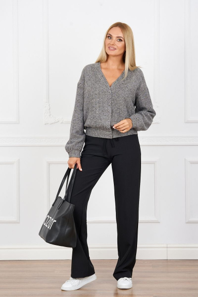 Демисезонный серый комплект из жакета и брюк с эластичной тесьмой Azzara 884 - фото 1