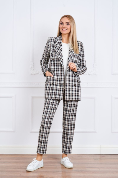 Деловой комплект из жакета, брюк и джемпера из текстиля Azzara 901 - фото 1