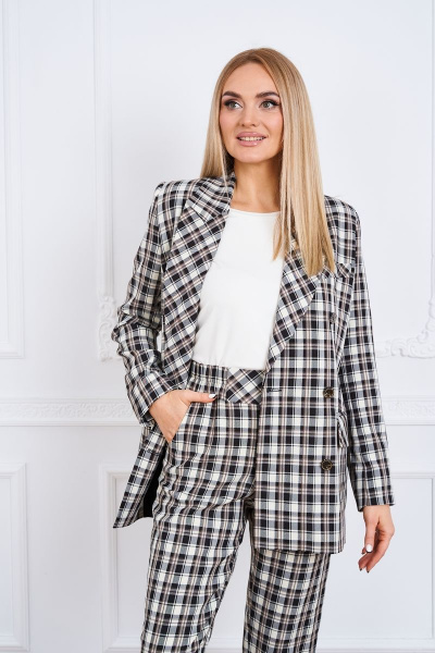 Деловой комплект из жакета, брюк и джемпера из текстиля Azzara 901 - фото 2