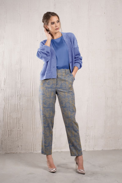 Брюки прямые из вискозы с карманами и застежкой на молнию Avanti С-107 голубой - фото 1