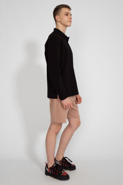 Демисезонный черный джемпер из хлопка и трикотажа Kivviwear 3009.02 - фото 7