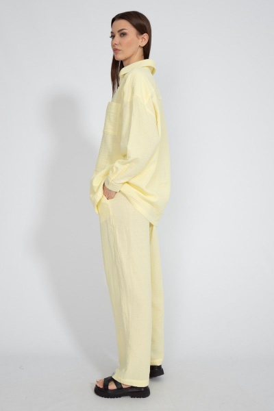Жёлтые брюки муслин свободного кроя с карманами Kivviwear 4127.03 - фото 3