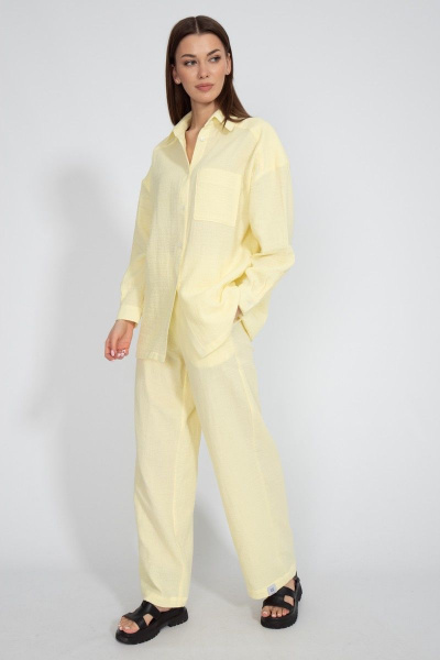 Жёлтые брюки муслин свободного кроя с карманами Kivviwear 4127.03 - фото 2