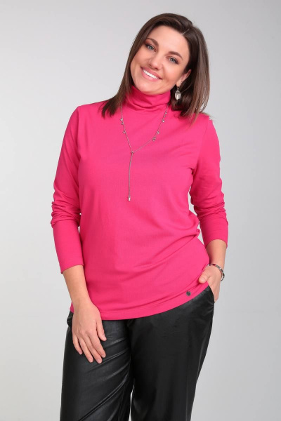 Джемпер приталенного кроя с воротником стойка для офиса Bliss 8044 фуксия - фото 1