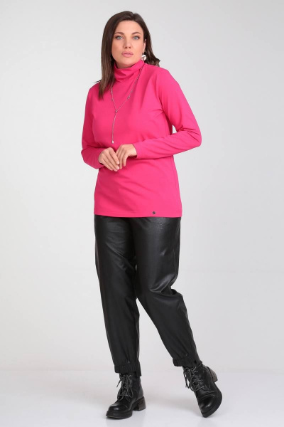 Джемпер приталенного кроя с воротником стойка для офиса Bliss 8044 фуксия - фото 4