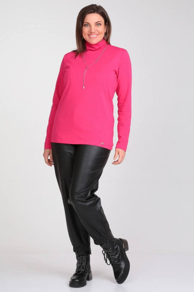 Джемпер приталенного кроя с воротником стойка для офиса Bliss 8044 фуксия - фото 3