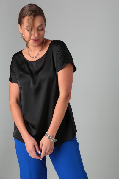 Блуза в благородных расцветках с с открытыми плечами Bliss 8700 черный - фото 4