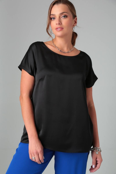 Блуза в благородных расцветках с с открытыми плечами Bliss 8700 черный - фото 2