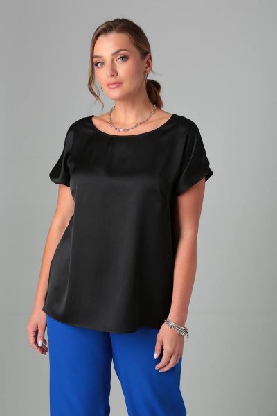 Блуза в благородных расцветках с с открытыми плечами Bliss 8700 черный - фото 1