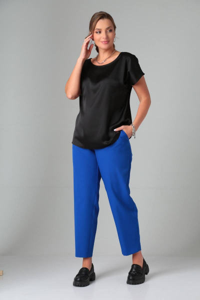 Блуза в благородных расцветках с с открытыми плечами Bliss 8700 черный - фото 5