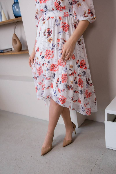 Платье на каждый день с отрезным лифом и высоким низом ASV 2603 бело-красный - фото 6